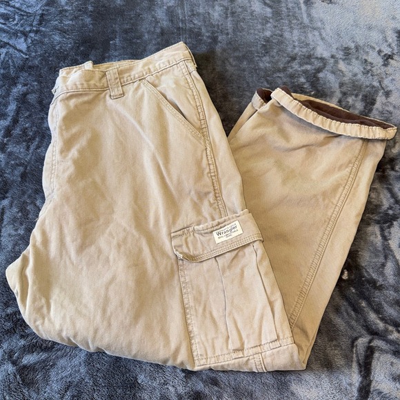 Wrangler Other - Wrangler Fleece Lined Cargo Pants Mens 40x30 Tan Khaki Work Trousers‎ 70WFLBH